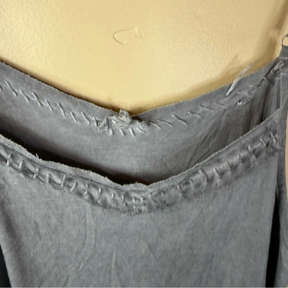 POL Womens Dark Gray Small Distressed‎ Tank with Adjustable Straps Boho Grunge - Picture 2 of 5